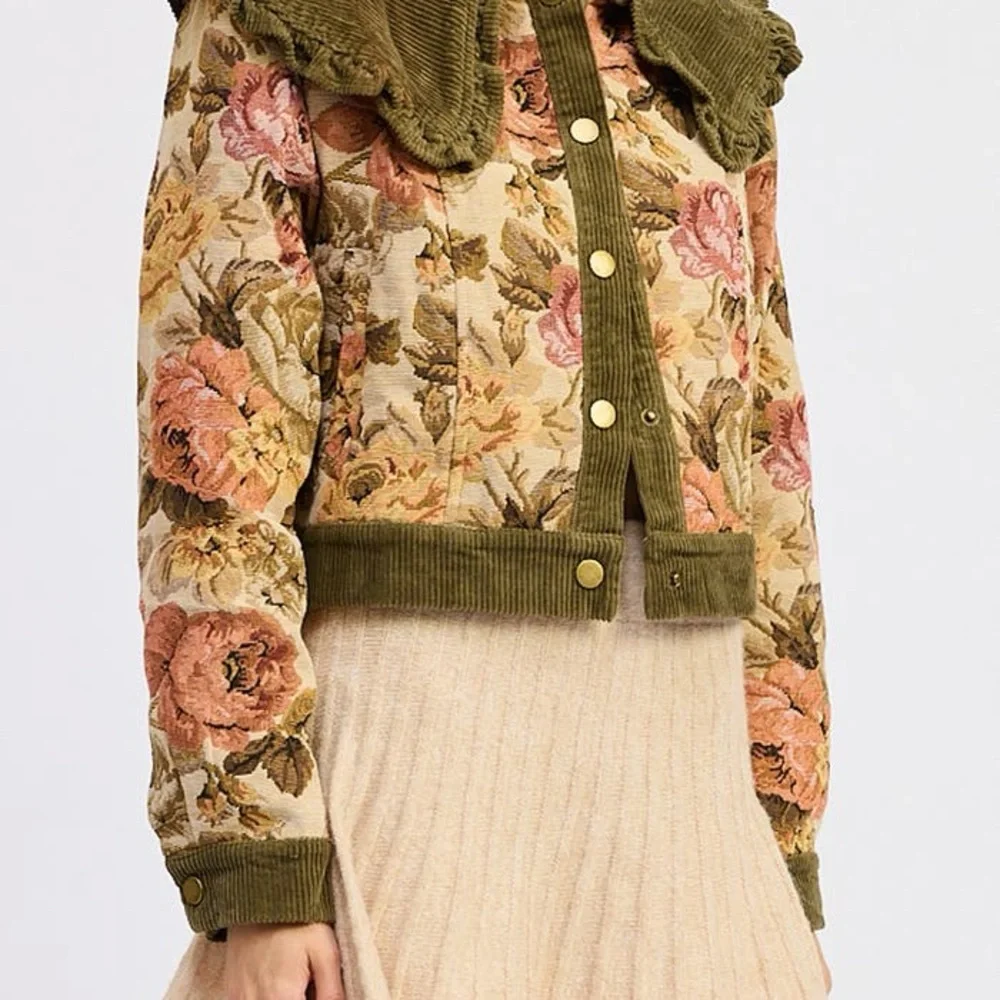 Vintage Style Jacquie The Label Floral Corduroy Women's Jacket - Picture 8 of 15